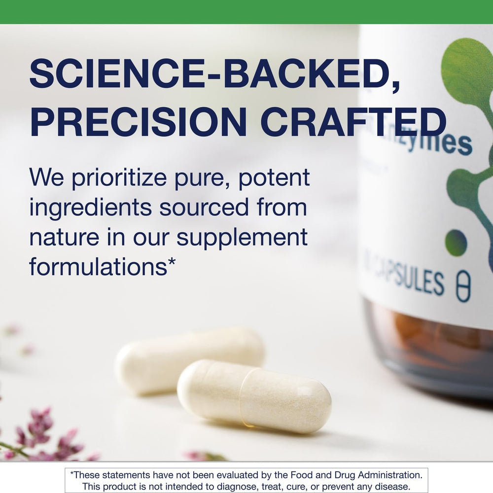 Metagenics ingredients list closeup showing non-GMO enzymes.