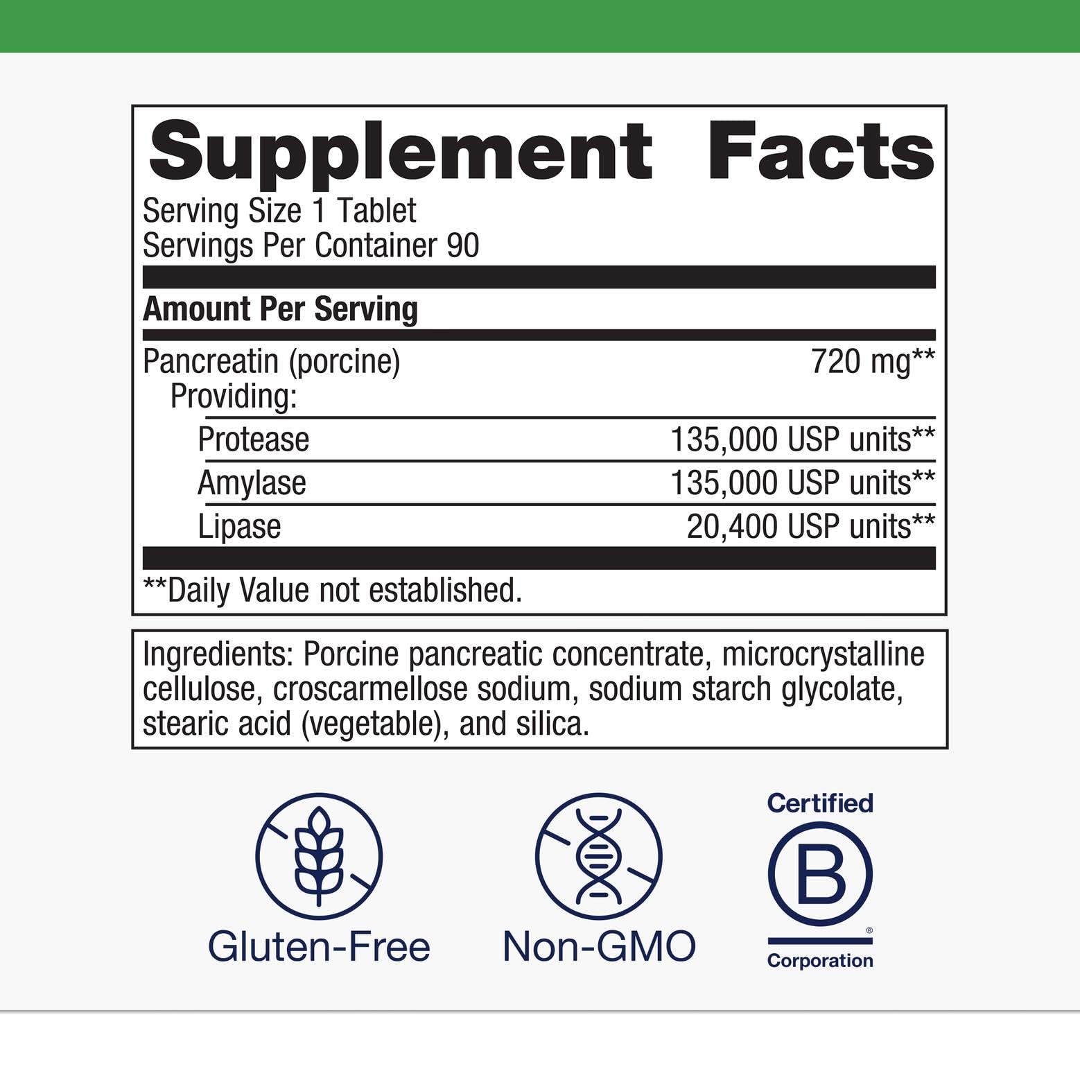 SpectraZyme label close-up highlighting non-GMO gluten-free formula