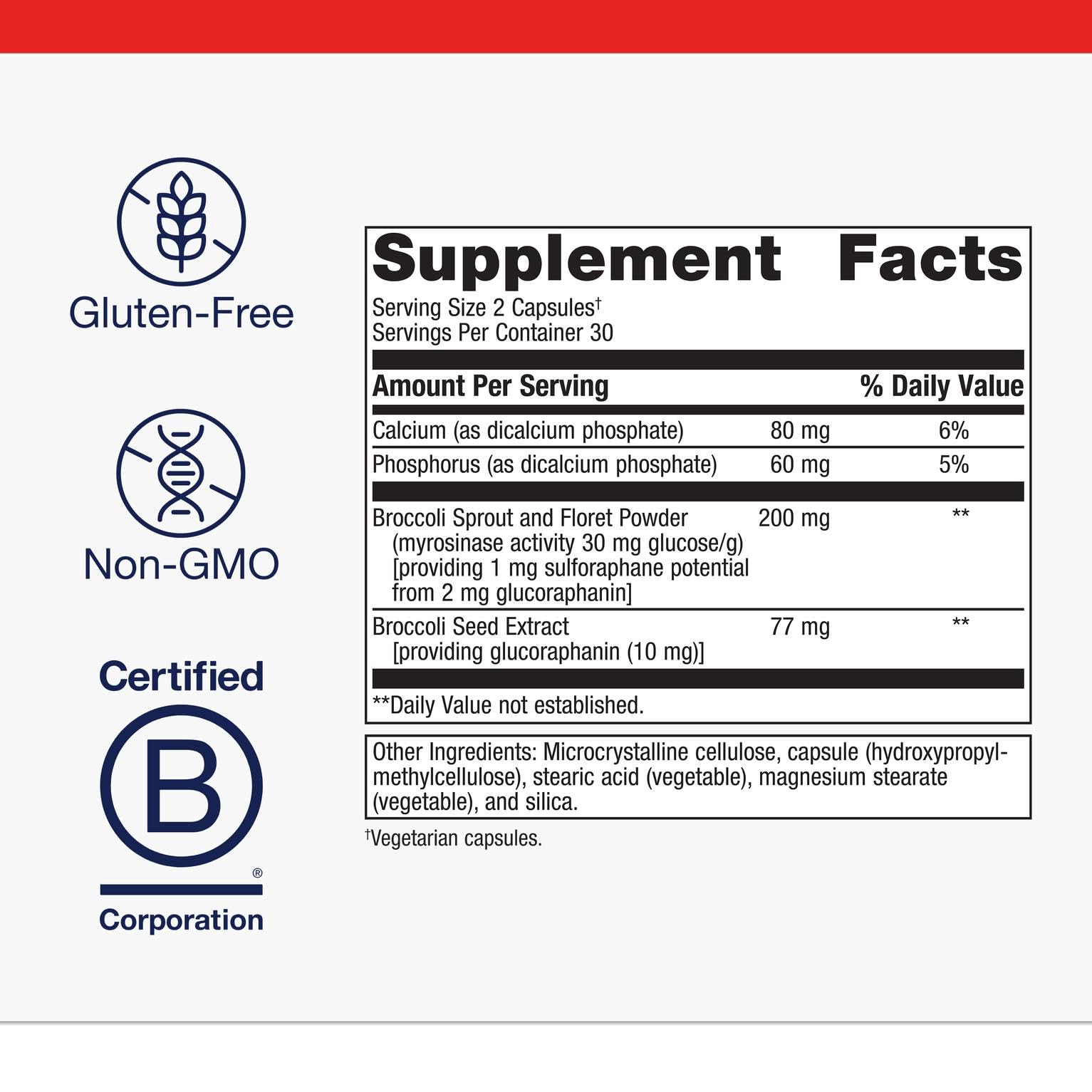 Metagenics SulforaClear capsules close-up show plant-based ingredients.
