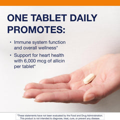Metagenics SuperGarlic 6000 product image emphasizes heart health support concept.