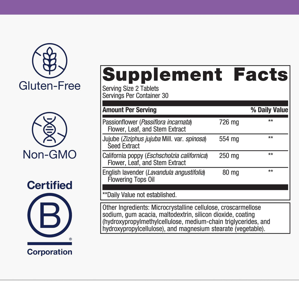 Metagenics Tran-Q Sleep capsules closeup highlights easy-to-swallow tablets for gentle nights.