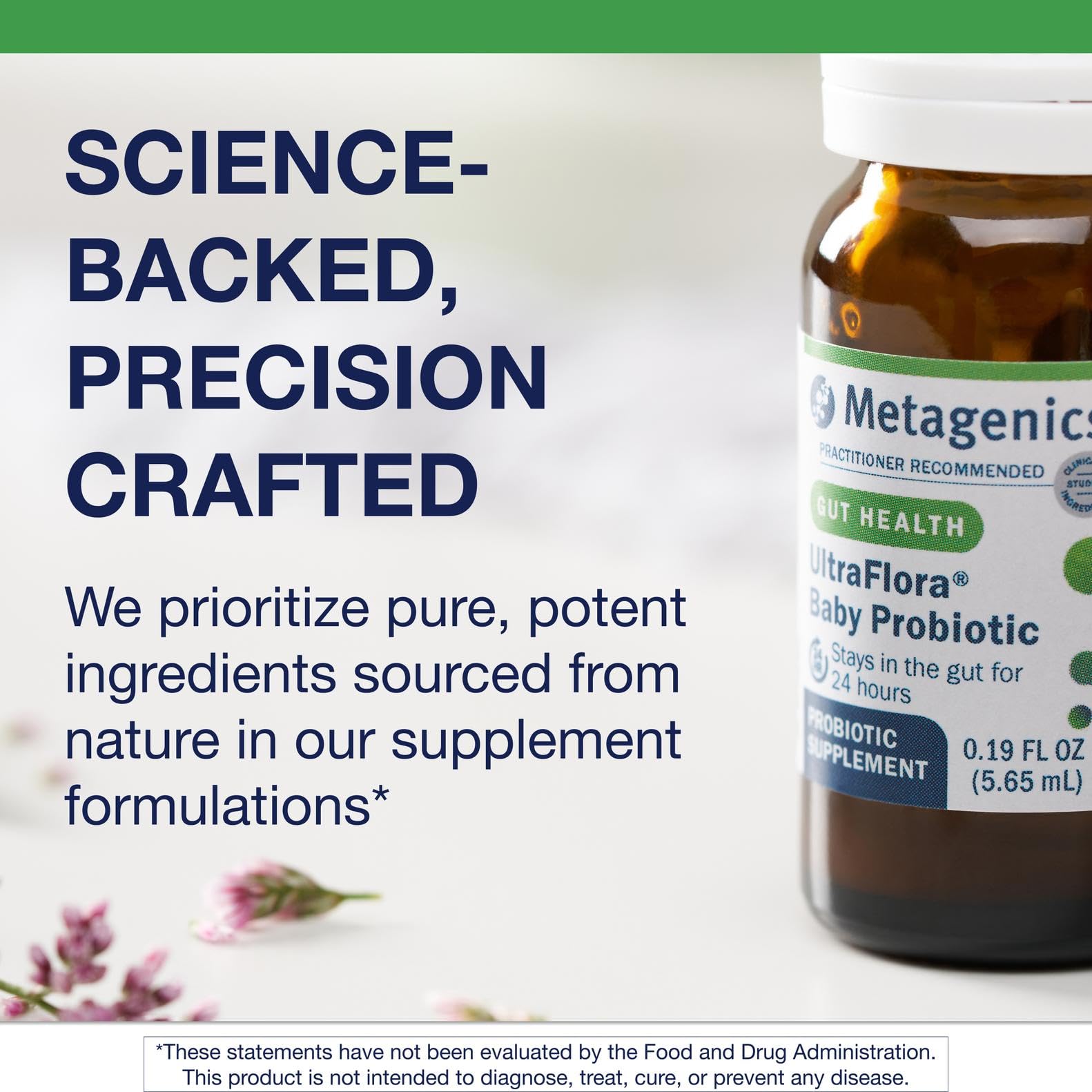Bottle label highlights gluten-free and vegetarian formula for families.