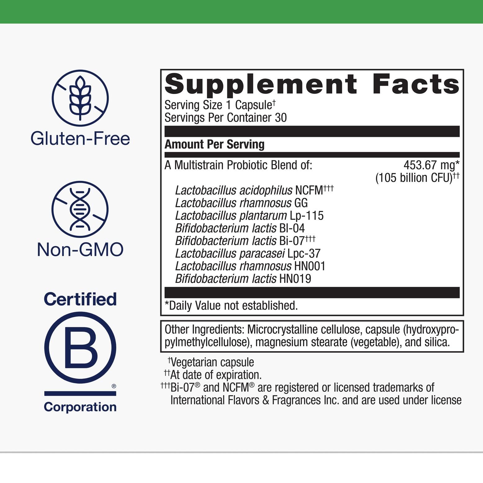 Close-up of BiomePro capsules highlighting easy-to-take vegetarian capsules