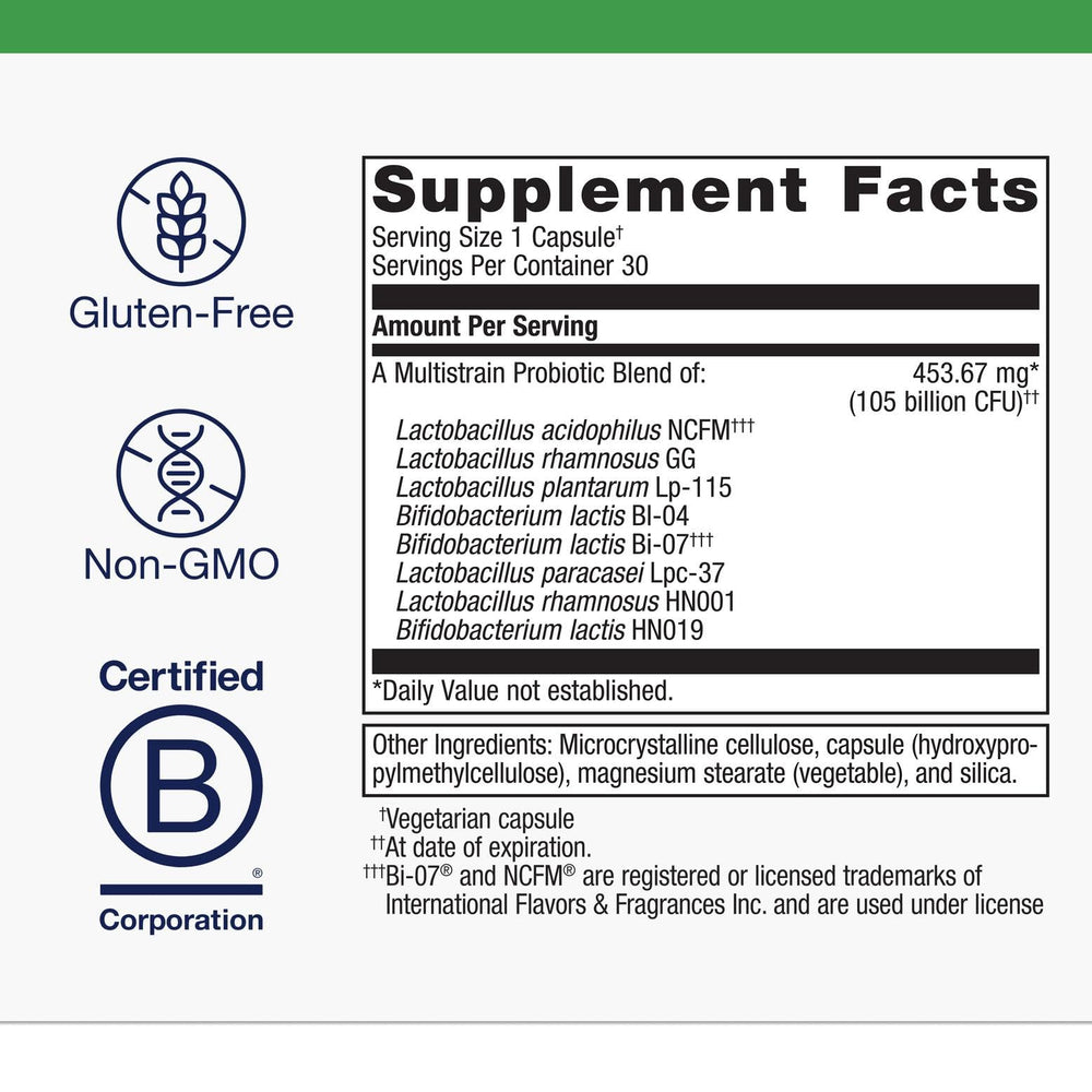 Close-up of BiomePro capsules highlighting easy-to-take vegetarian capsules