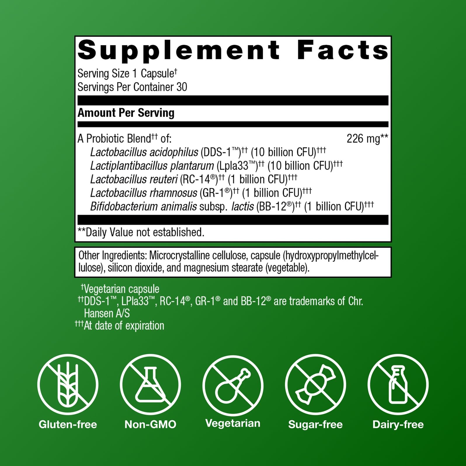 Metagenics UltraFlora Complete Women's Probiotic capsules close-up show small easy-to-swallow design for daily use.