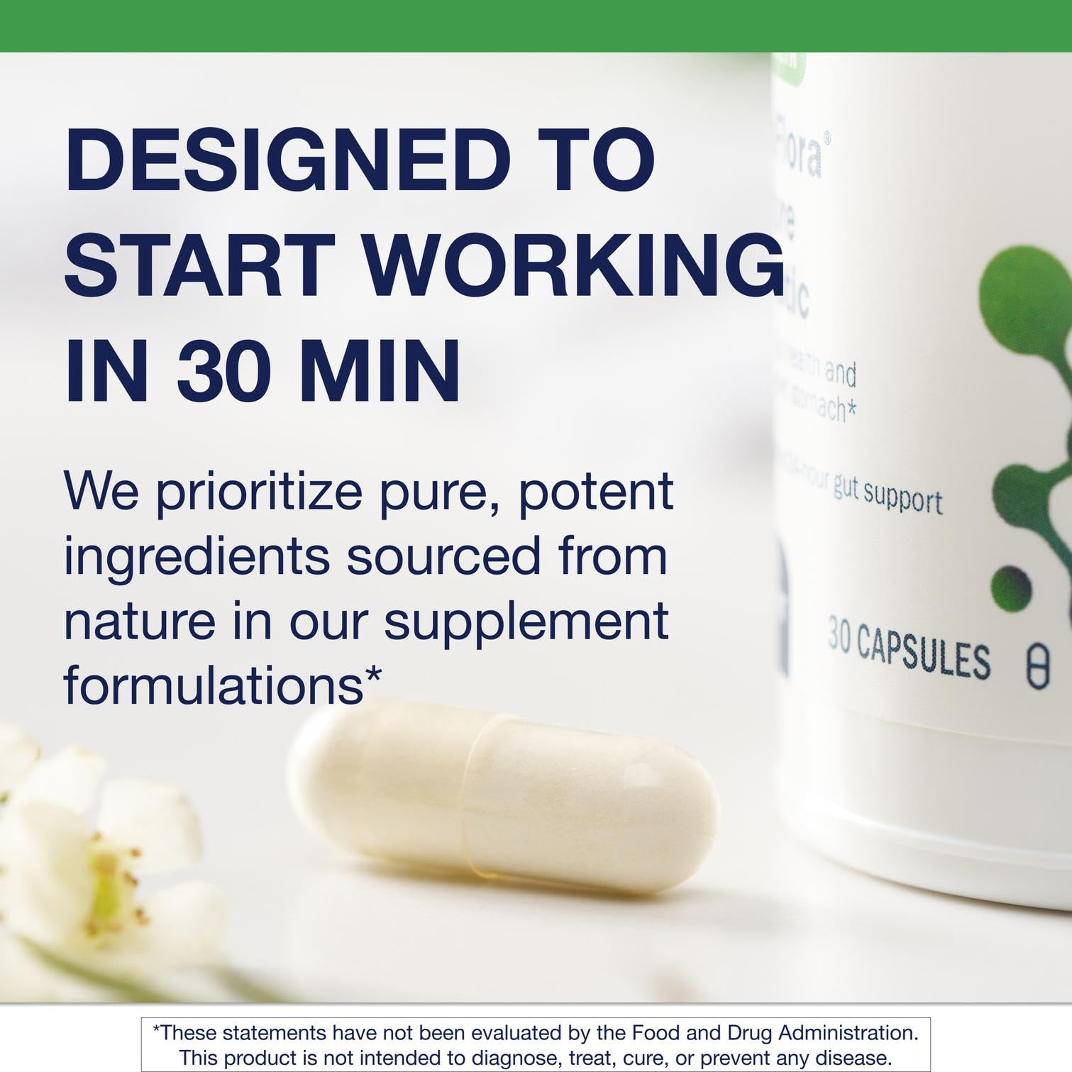 Bottle with label of Metagenics UltraFlora Restore for gut balance.