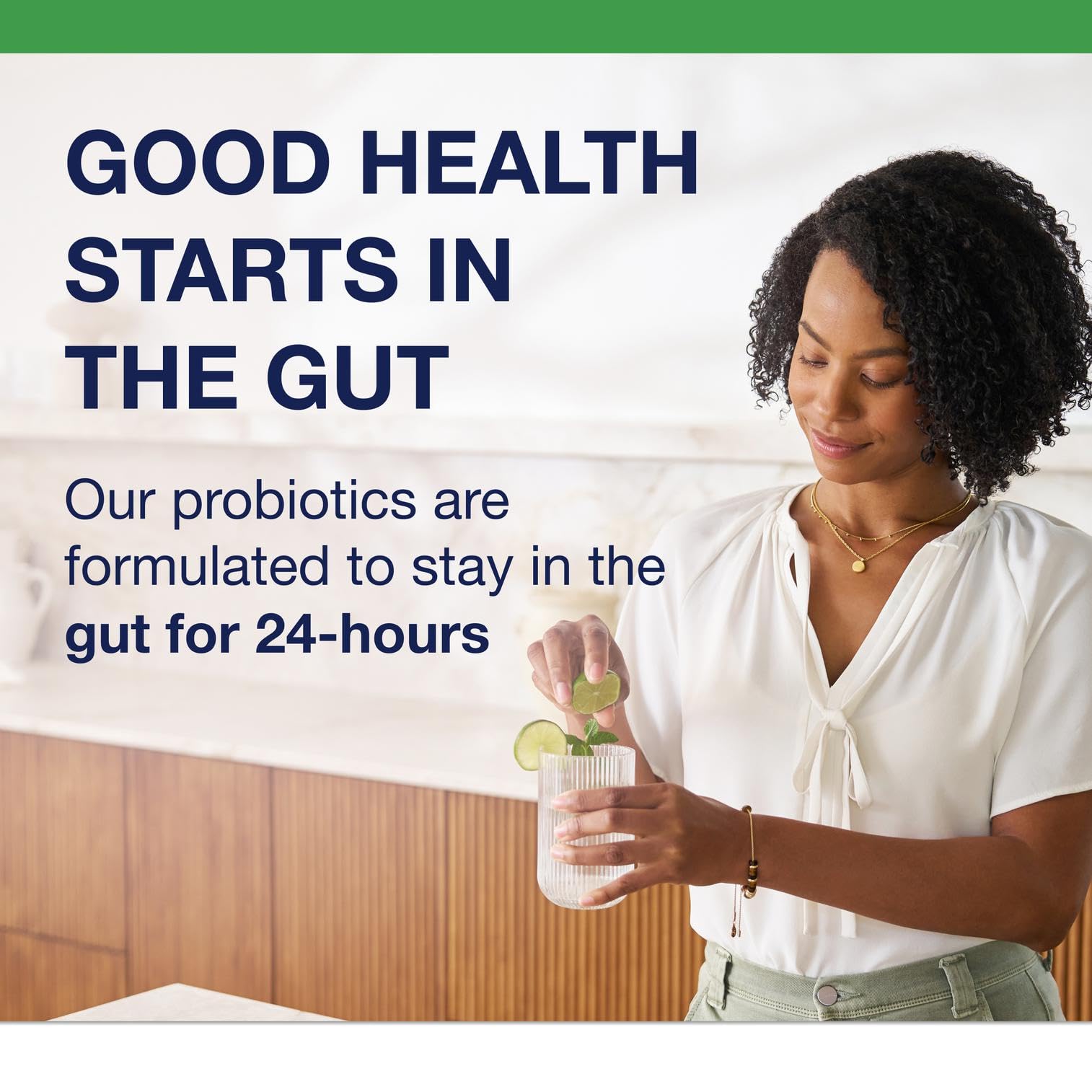 Daily-use Metagenics UltraFlora Restore bottle beside breakfast for routine gut support.
