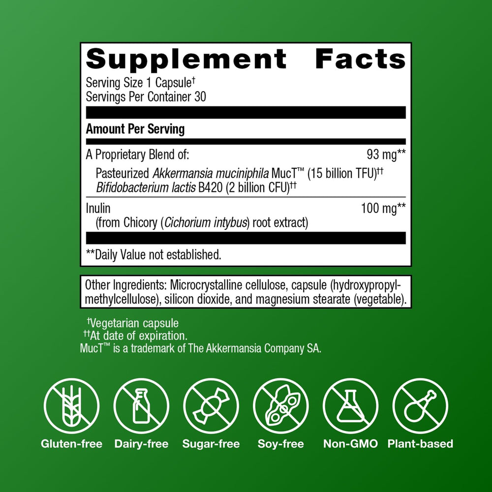 Metagenics UltraFlora Triplebiotic capsules closeup for daily probiotic routine.
