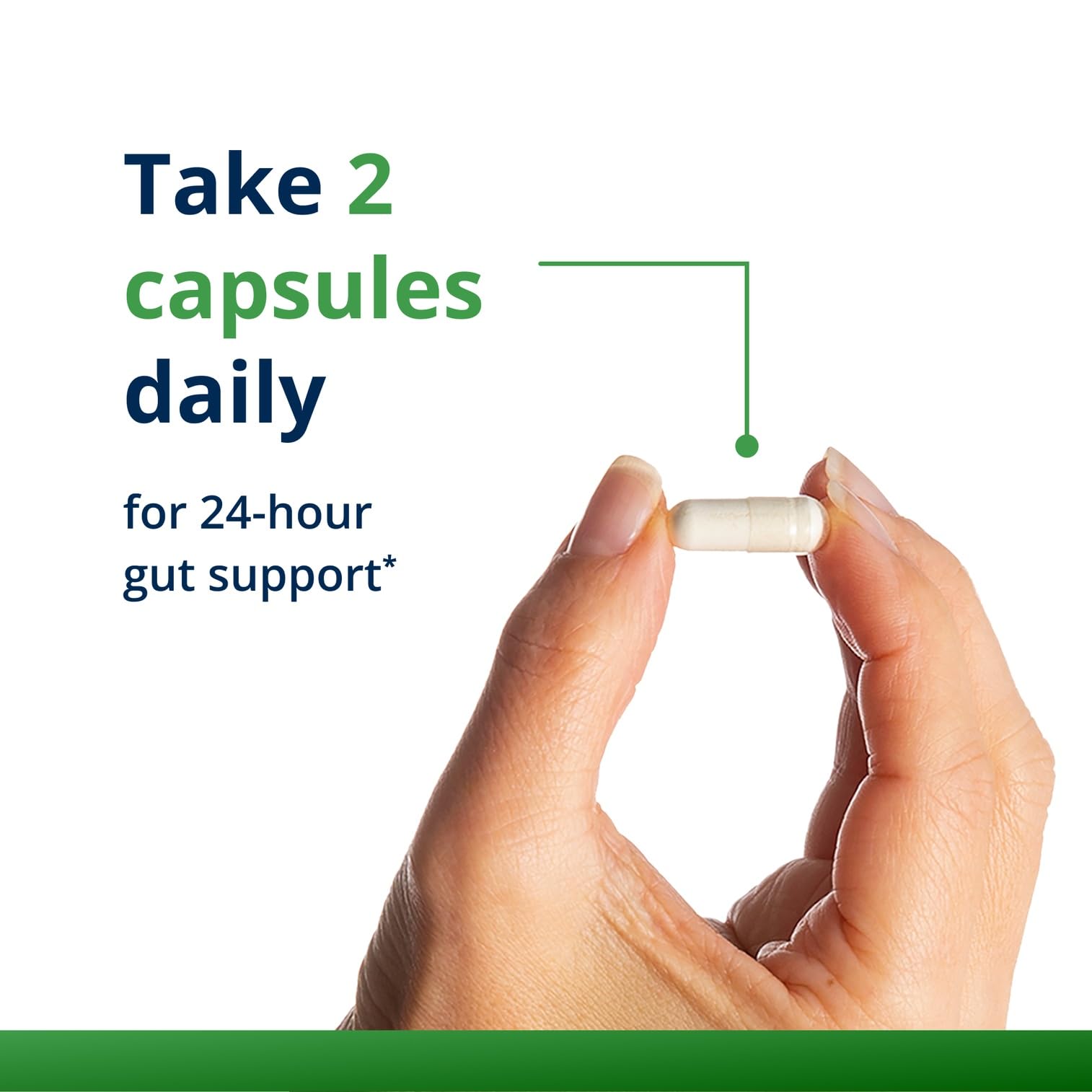 Metagenics UltraFlora Triplebiotic daily use bottle in kitchen setting.