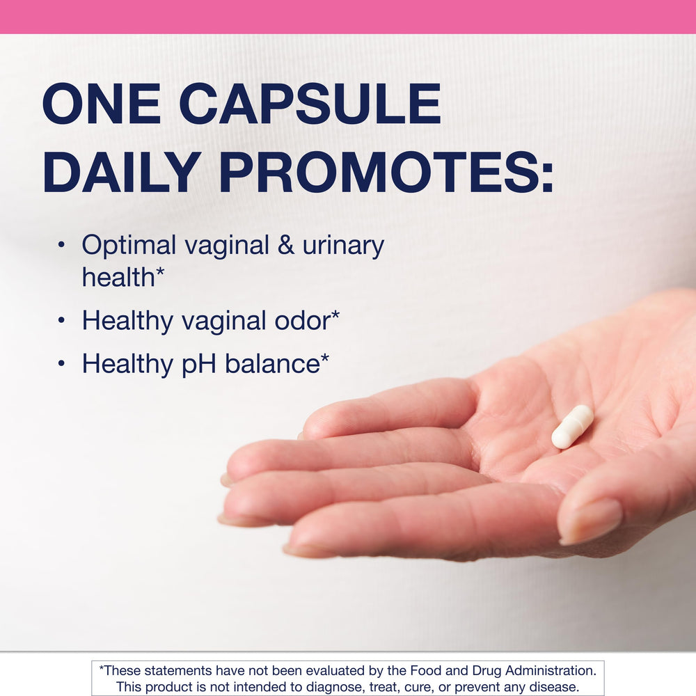 Metagenics UltraFlora Womens Probiotic capsules close-up showing two key strains