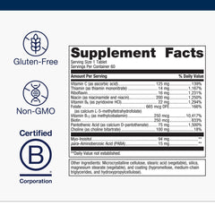 Close-up of Metagenics B-Complex capsules ready for daily intake.