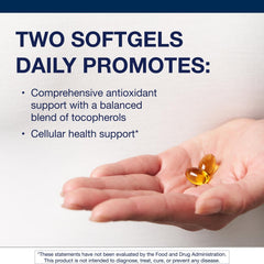 Metagenics Vitamin E mixed tocopherols softgel closeup showing glossy capsules