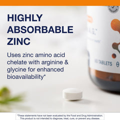 Metagenics Zinc A.G. bottle pour showing daily intake and easy serving