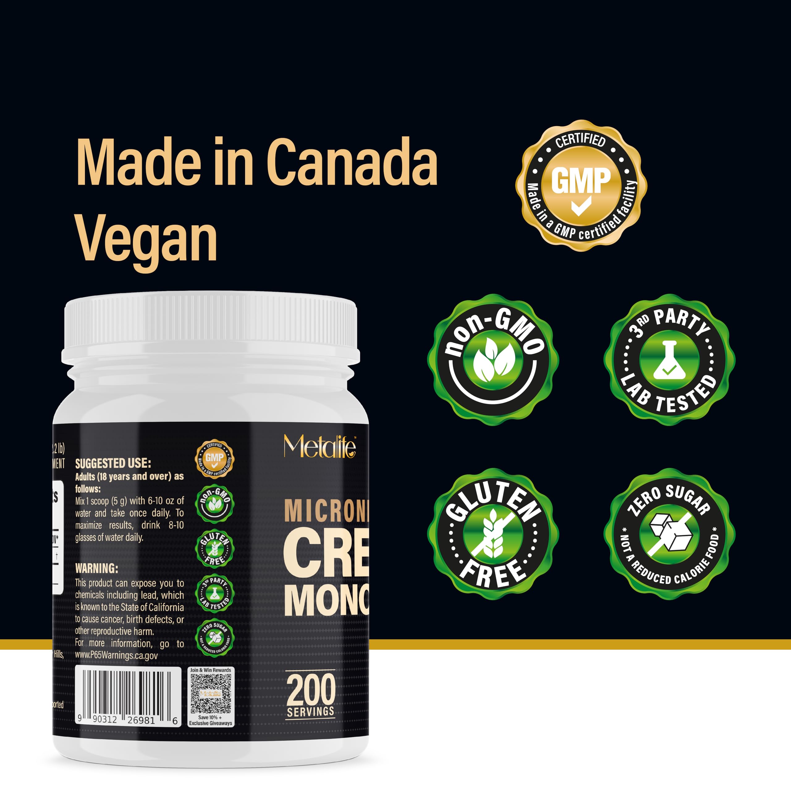 METALIFE Creatine easy-dissolve formula blends into water or shakes