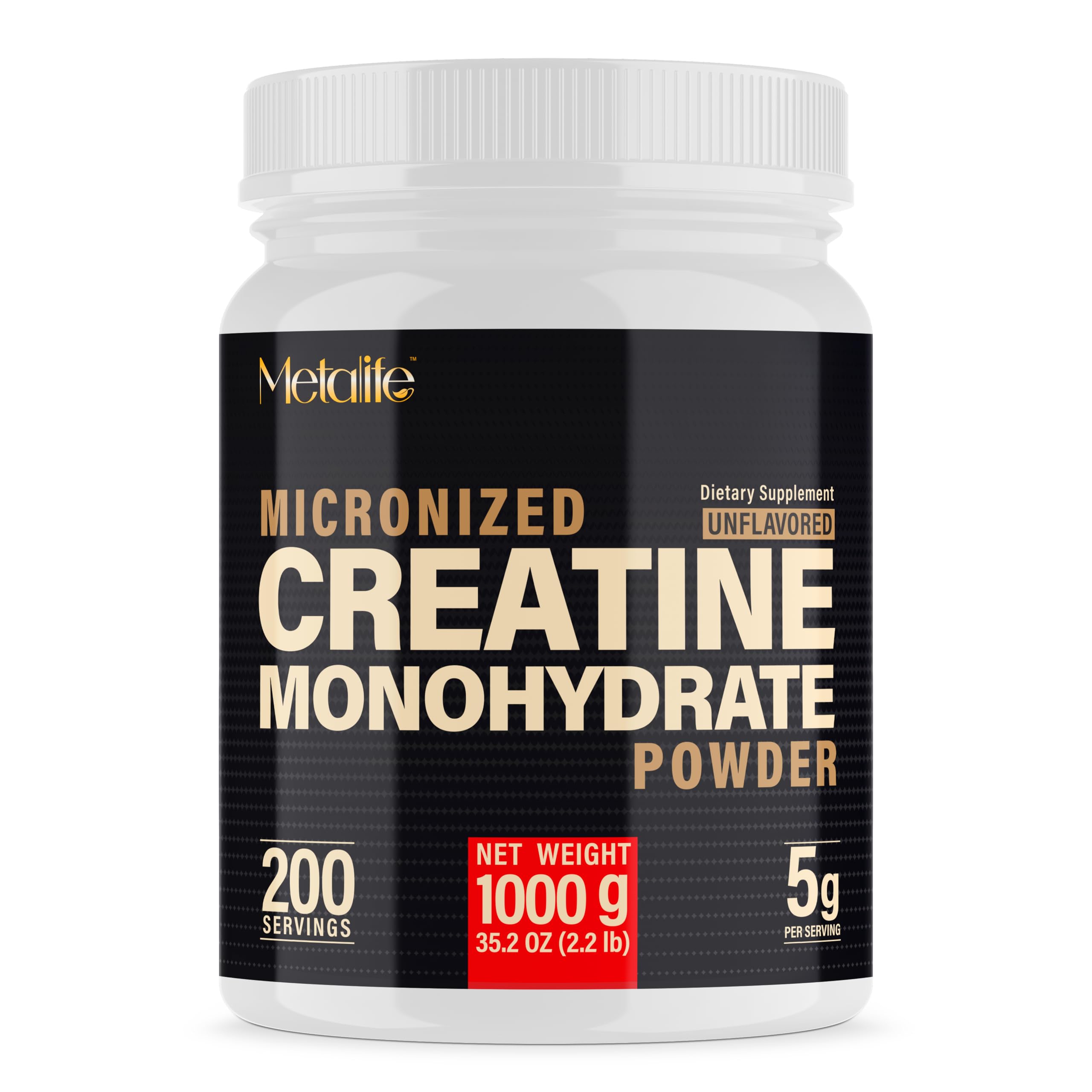 METALIFE Creatine micronized powder in a jar for smooth mixing and daily use
