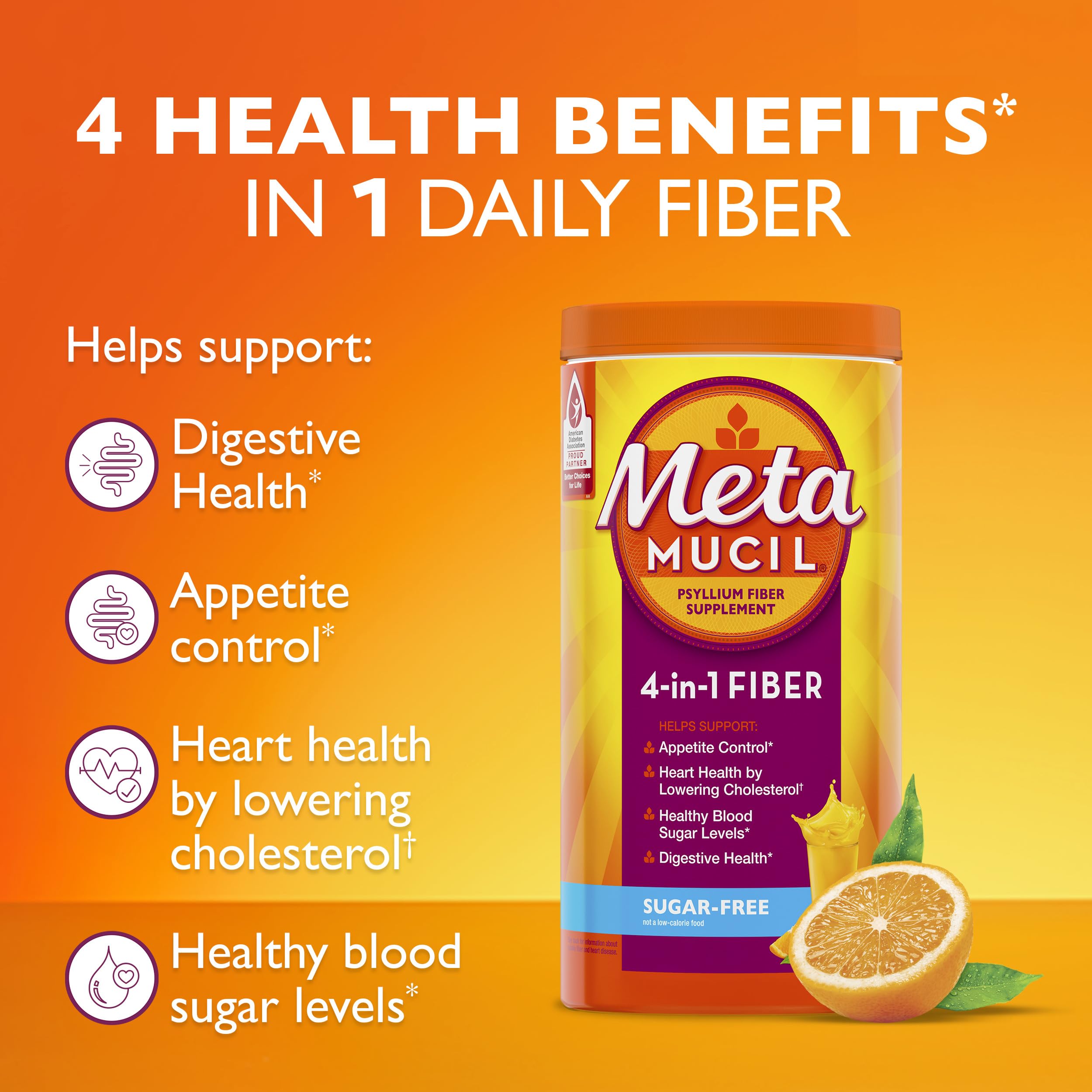 Metamucil glass with prepared drink shows convenient daily fiber.