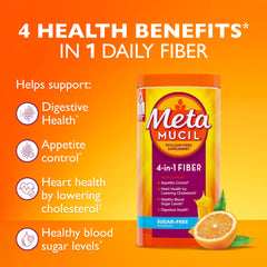 Metamucil glass with prepared drink shows convenient daily fiber.