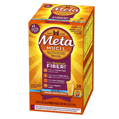 Metamucil Fiber Singles orange packets for convenient daily fiber support.