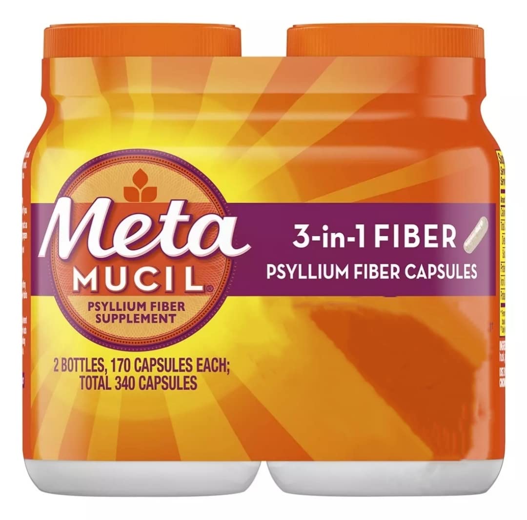 Metamucil Fiber Therapy 340 capsules in value pack for daily routine.