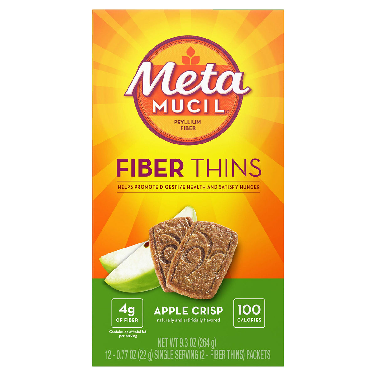 Metamucil fiber wafers apple crisp: convenient fiber-rich snack for daily balance.