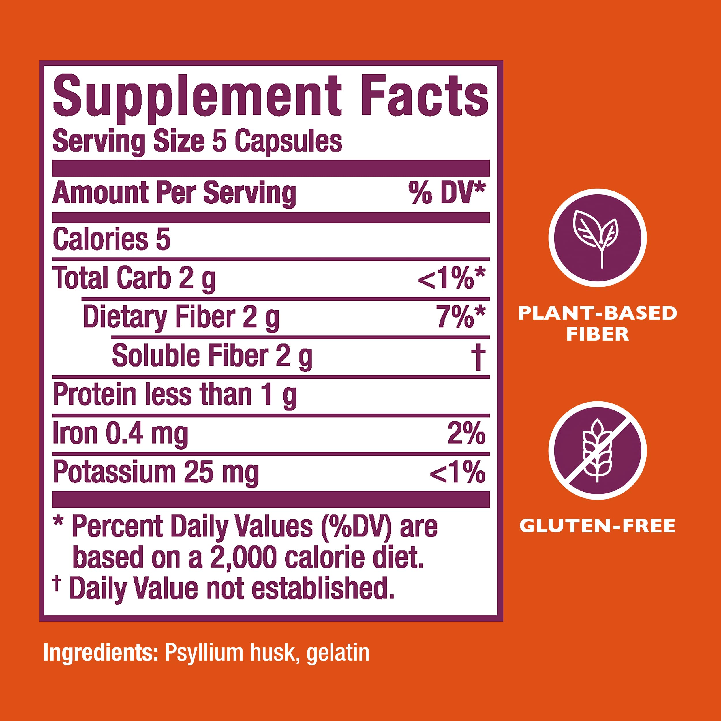Metamucil label detail showing psyllium husk origin.