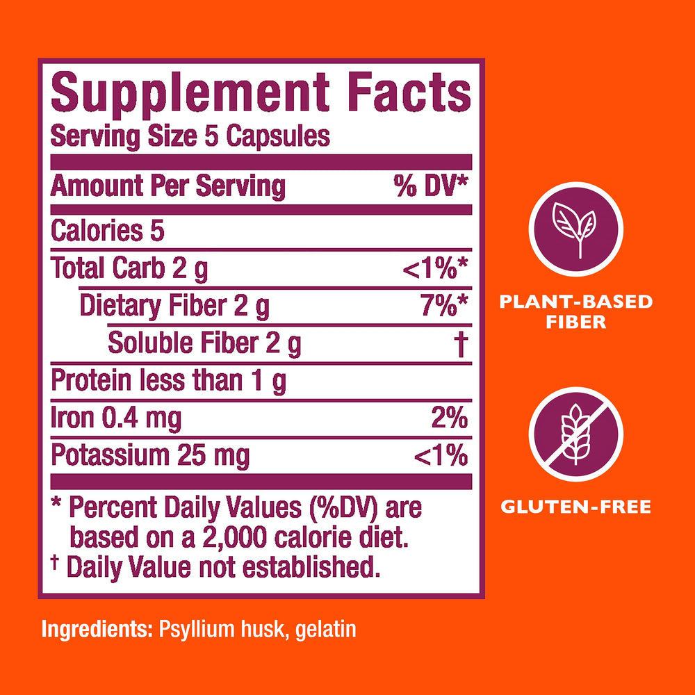 Metamucil label detail showing psyllium husk origin.
