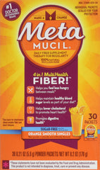 Metamucil MultiHealth fiber singles sachet, portable dose for cravings control and heart-friendly routines.
