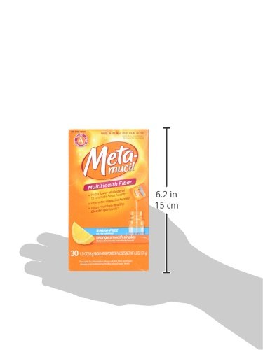 Metamucil nutrition facts panel indicating 2.4 g soluble fiber per serving.