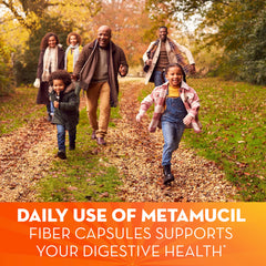Metamucil psyllium husk capsules closeup emphasizes capsule form for daily use