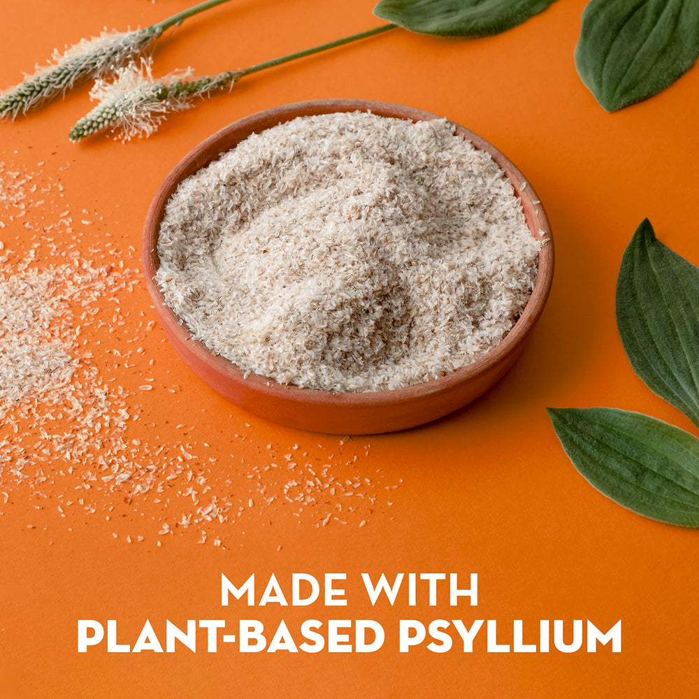 Metamucil psyllium husk capsules in hand suggest portable daily fiber option
