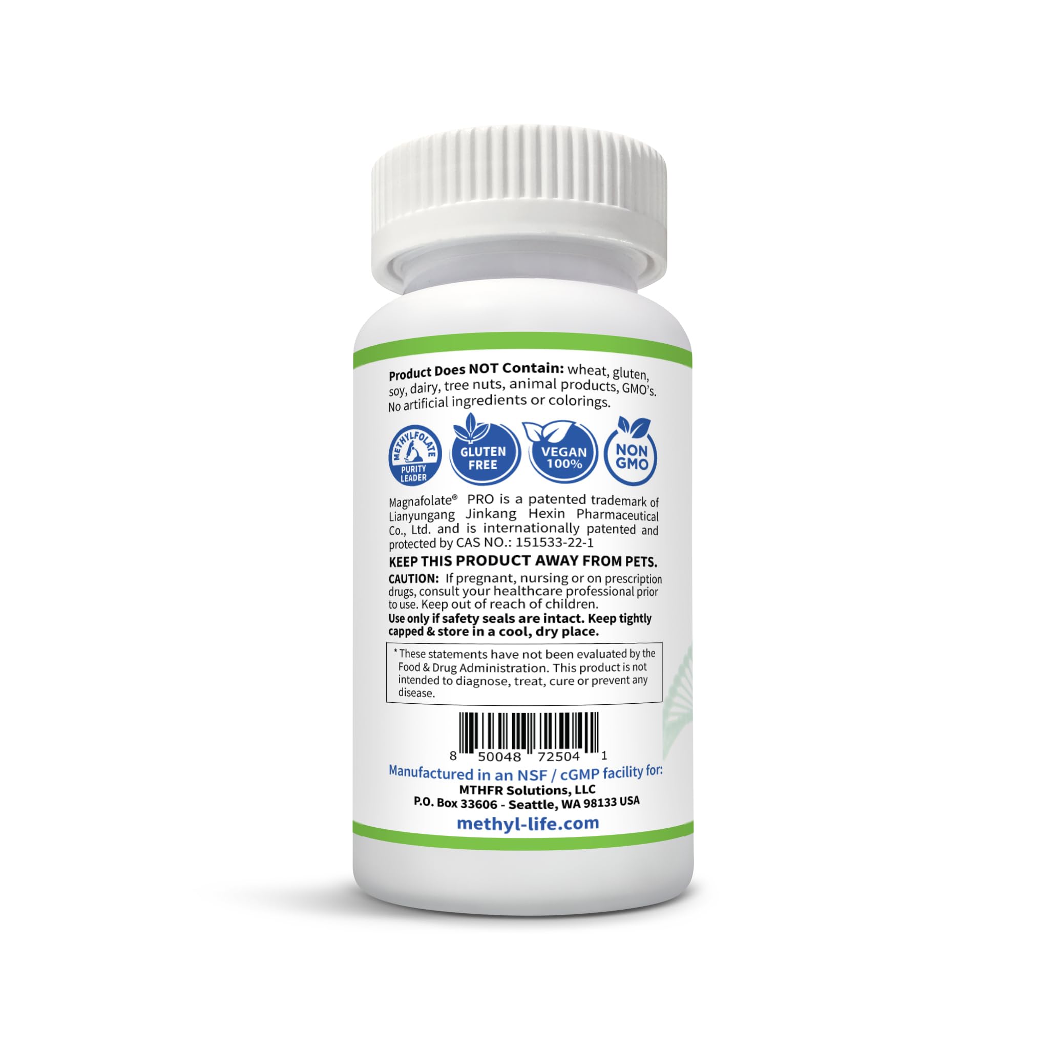 Made in USA facility: Methyl-Life B-Methylated II third-party tested for purity and potency.