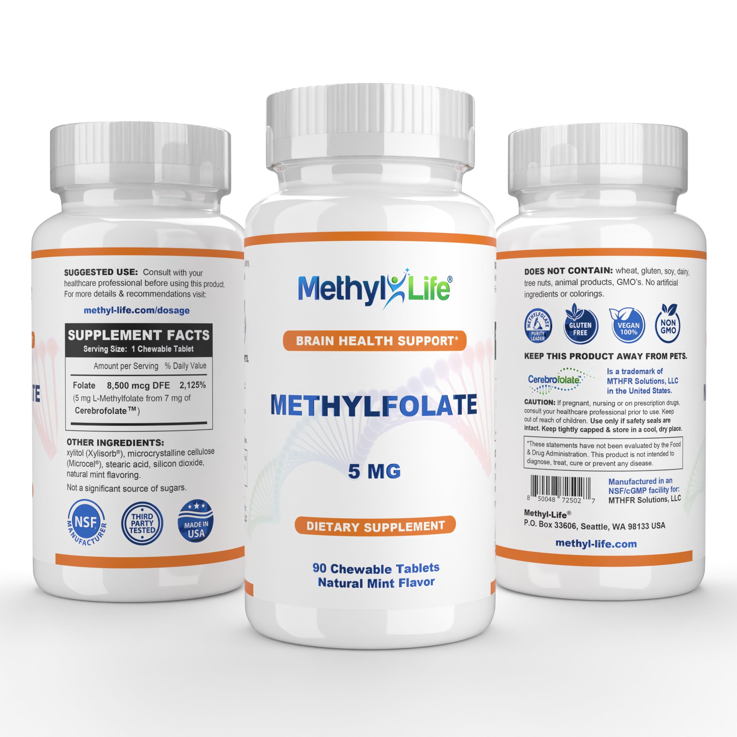 Methyl-Life Purest L-Methylfolate chewables bottle showcases easy-to-take format.