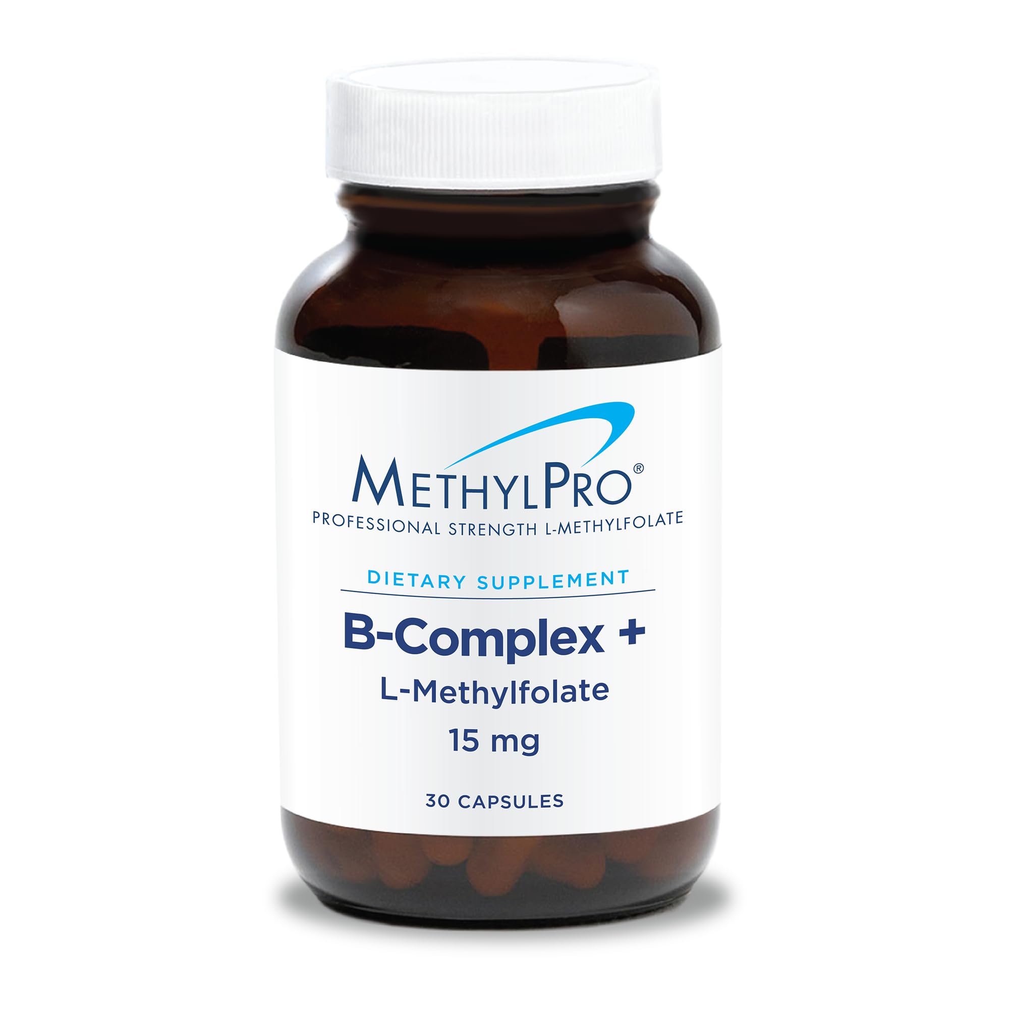 MethylPro B-Complex bottle front showing vegan, gluten-free formula for daily energy support