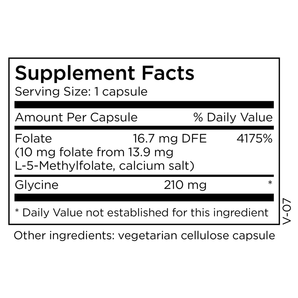 MethylPro L-Methylfolate 10 mg bottle front showing easy daily use.