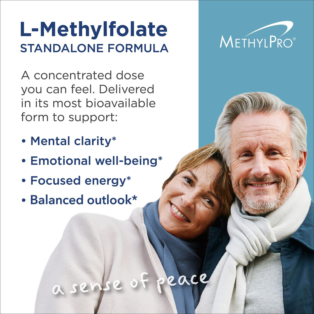 Close-up of label on MethylPro bottle showing active folate