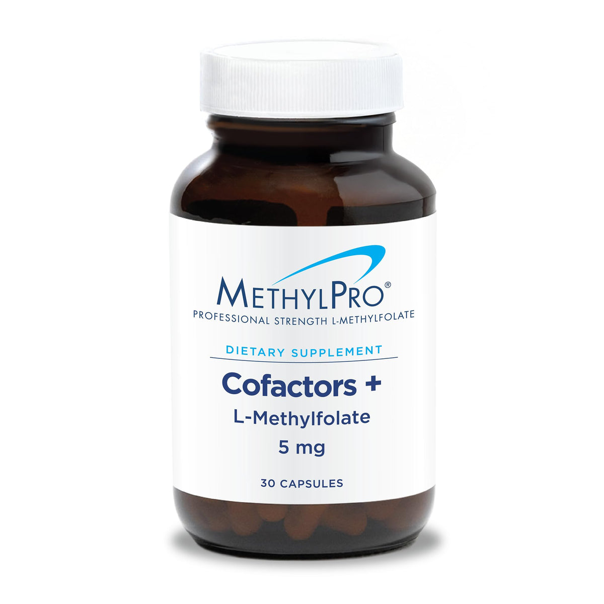 MethylPro L-Methylfolate bottle with capsules visible for daily focus support.