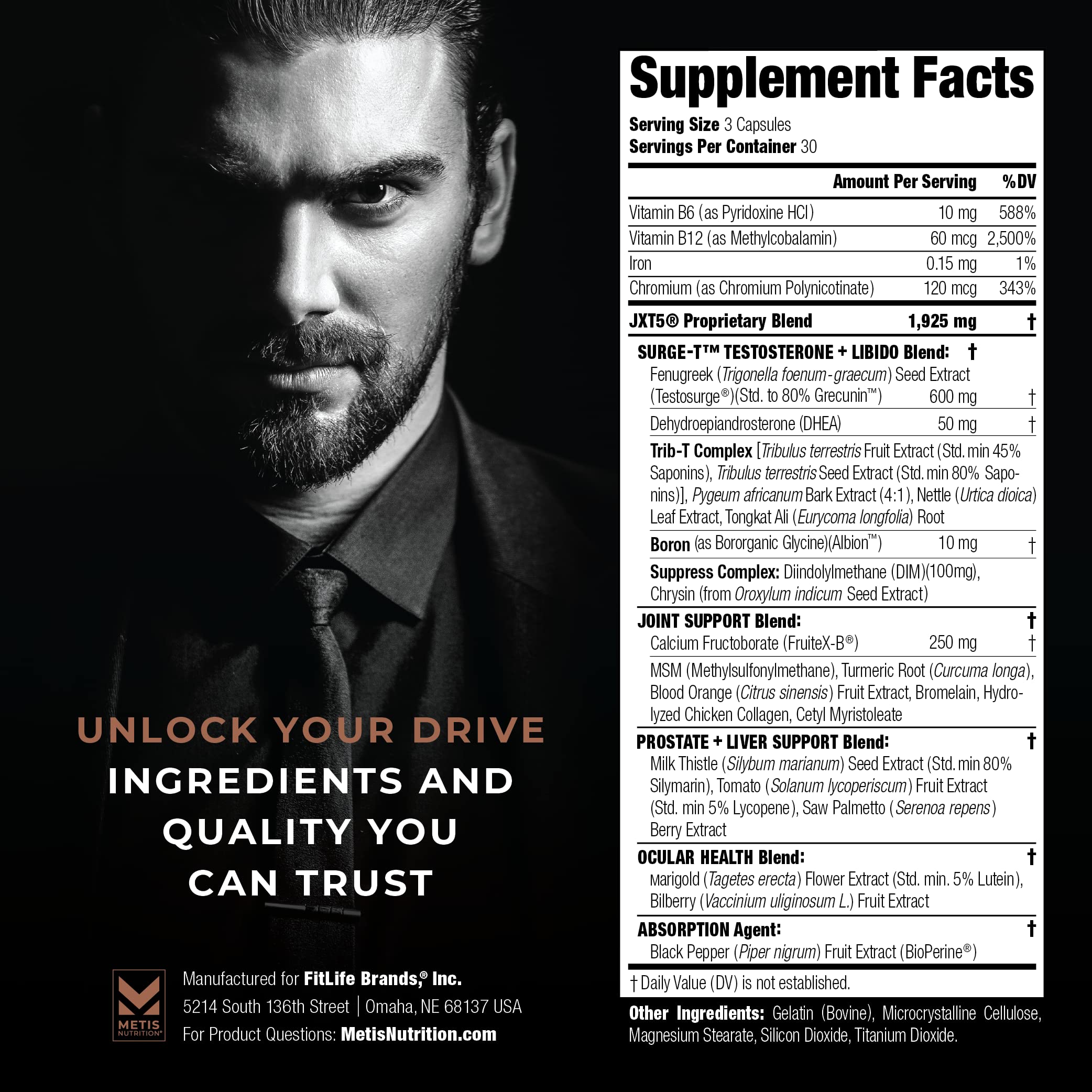 METISNutrition JXT5 capsules closeup highlighting compact daily pills.