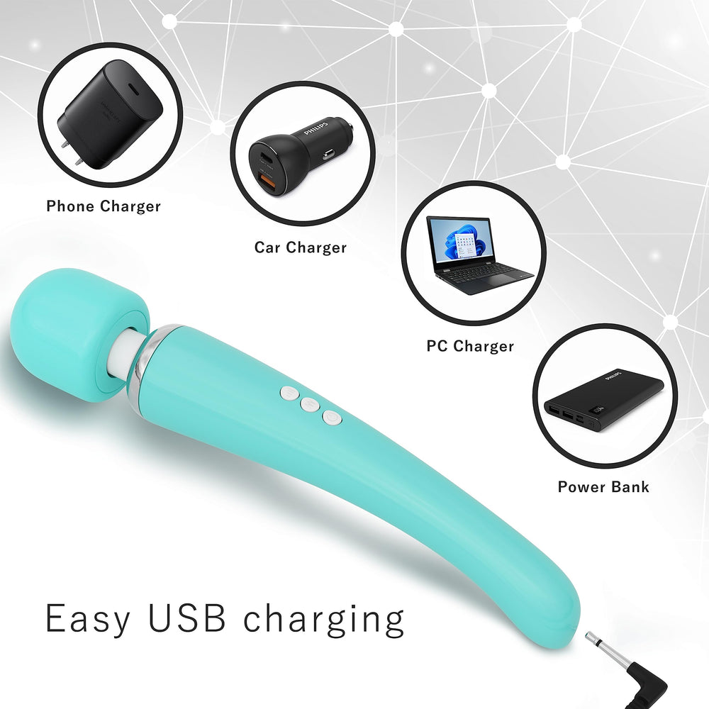 Flexible head on Metooka massager targets neck and back.