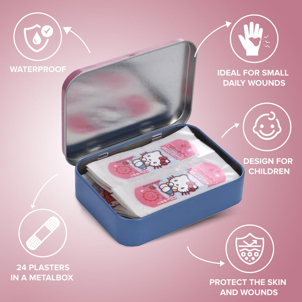 Mevsim Store licensed bandages featuring Hello Kitty in a travel-ready metal tin