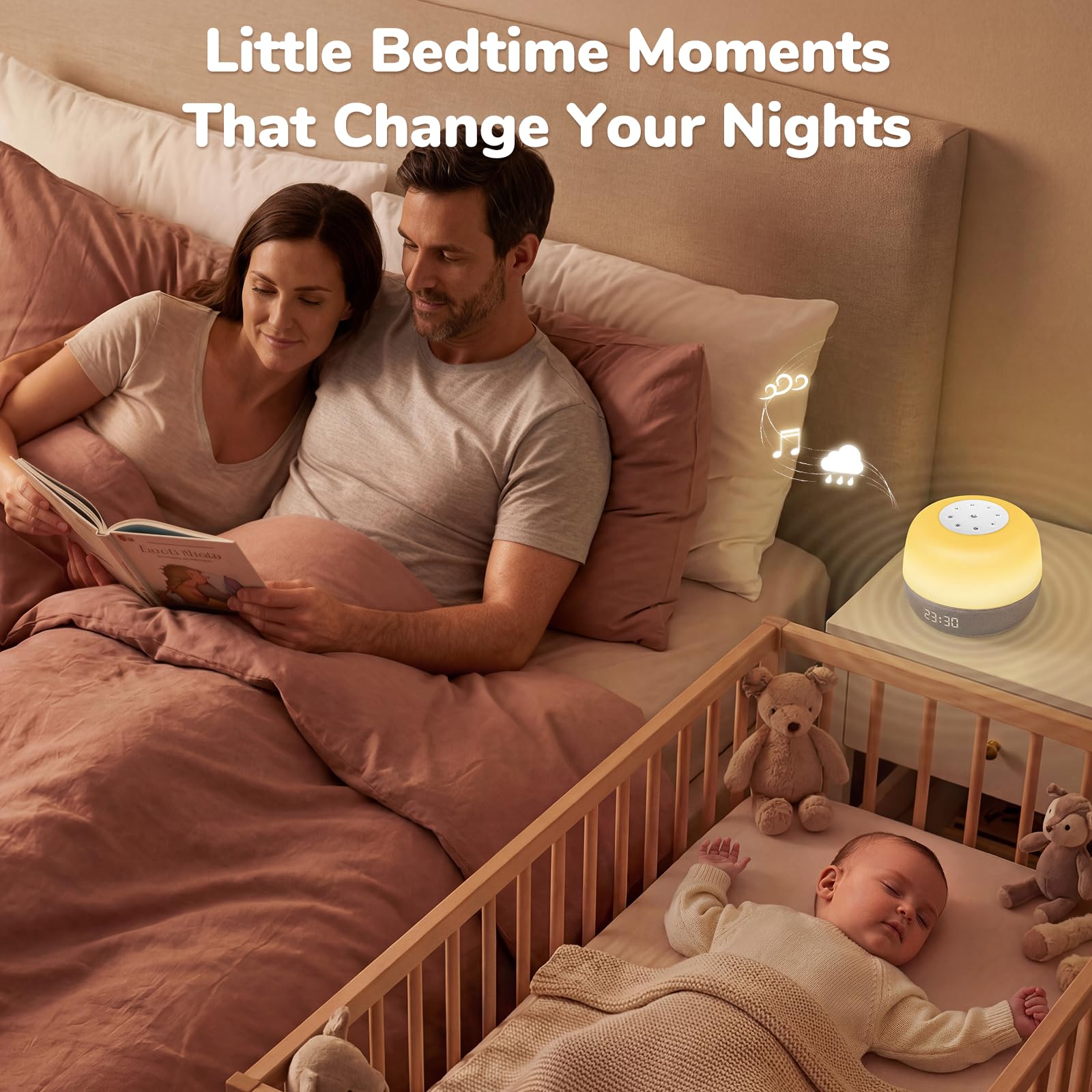 Mewaii sound machine app control lets you adjust sound and light remotely.
