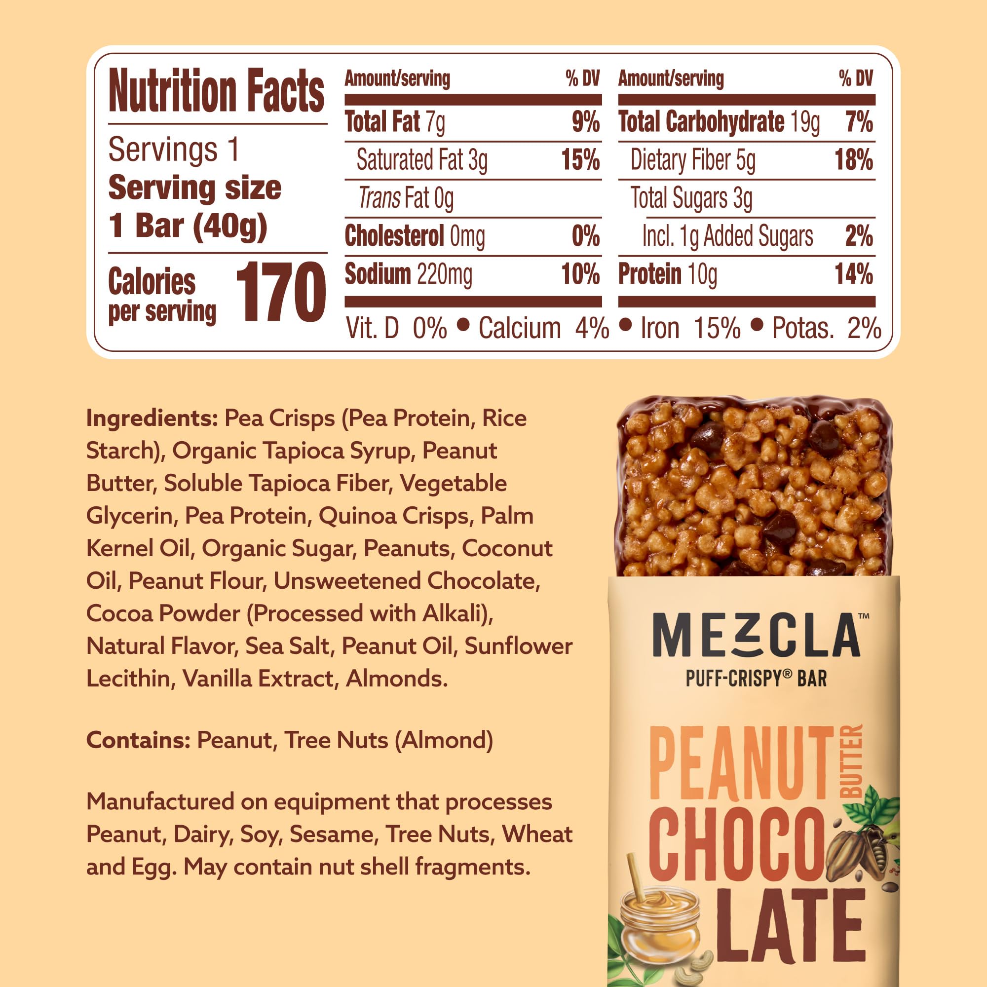 Mezcla 10g Protein Bar close-up highlights plant protein for fueling your day.