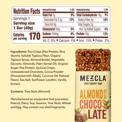 Mezcla almond butter chocolate flavor bar with visible almonds and sea salt, satisfying taste