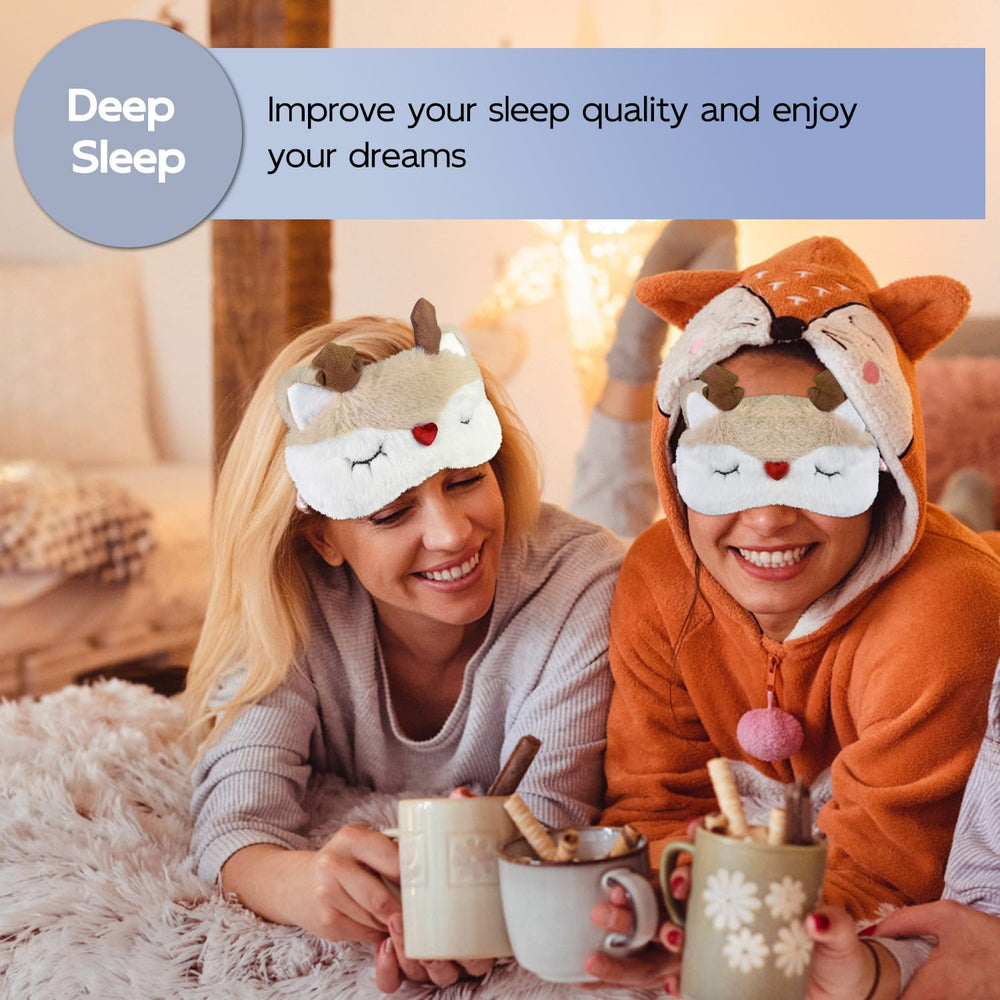 Mezeic Christmas Reindeer Sleep Mask elastic-band ensures secure and comfortable wear.