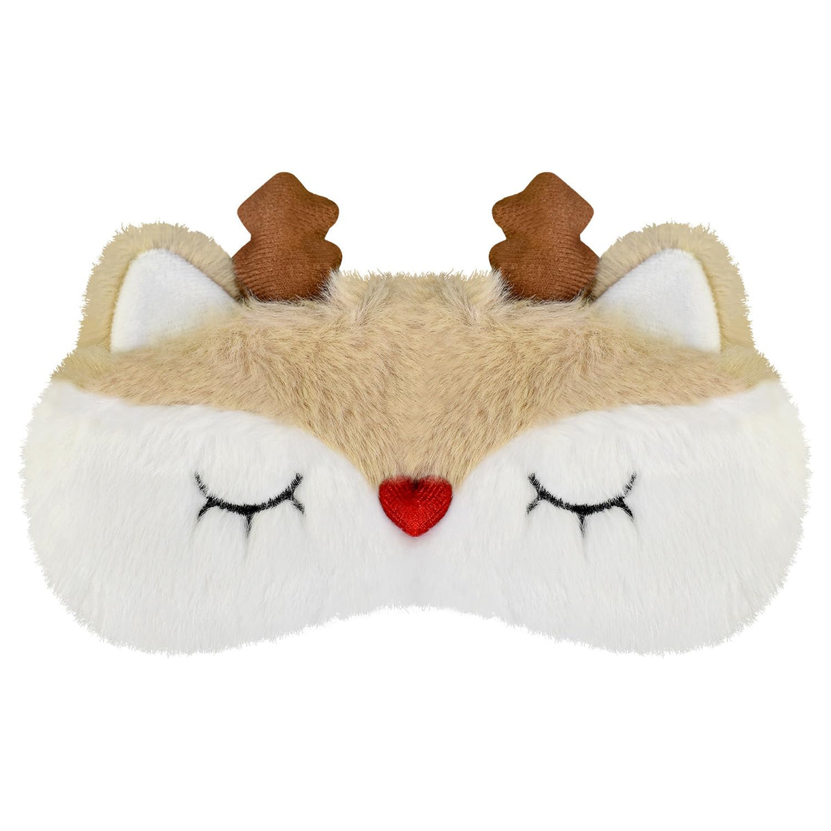 Mezeic Christmas Reindeer Sleep Mask front view offers festive design and cozy comfort.