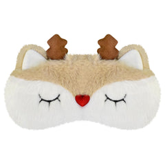 Mezeic Christmas Reindeer Sleep Mask front view offers festive design and cozy comfort.