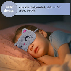 Mezeic plush gray cat eye mask, soft and breathable for relaxed nights