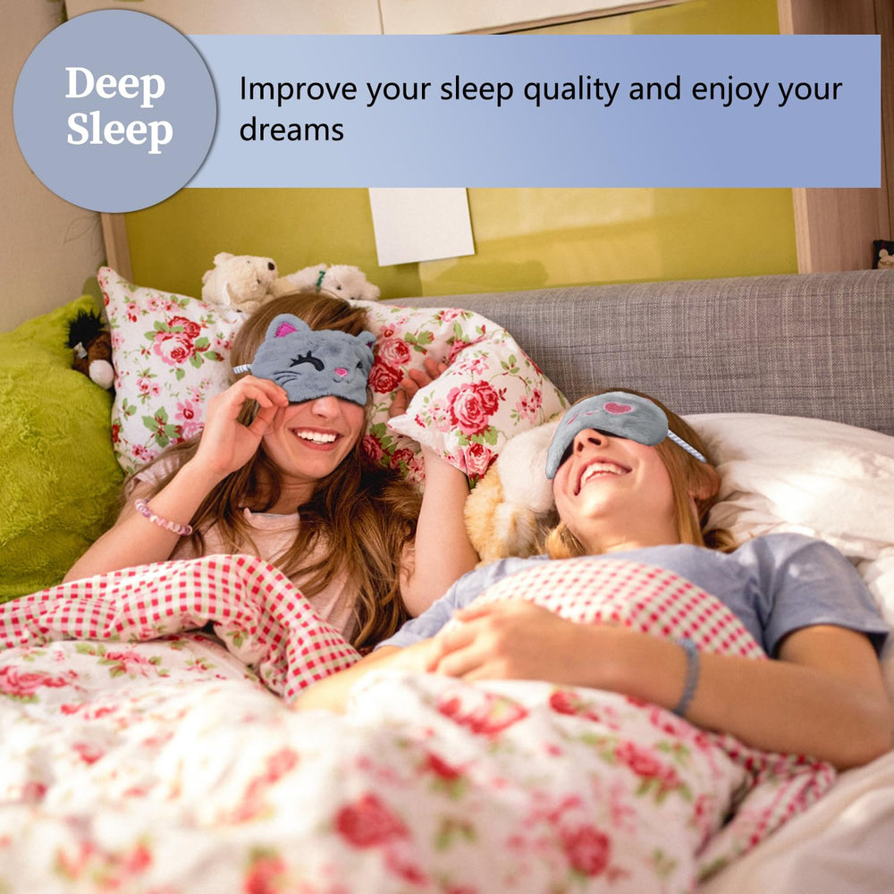 Mezeic travel blindfold in gray cat design, perfect for flights and on-the-go naps