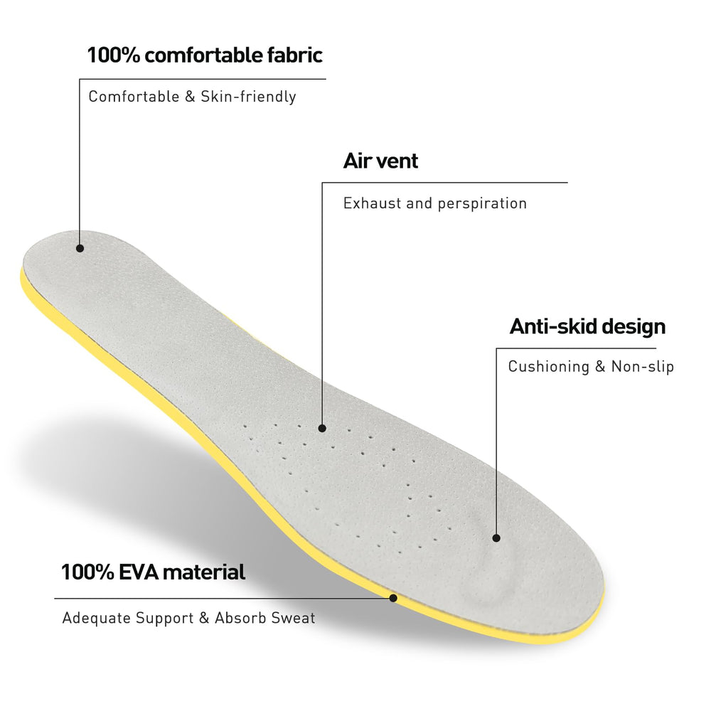 MFBUYING breathable-ventilation insole promotes airflow for drier feet and odor control.