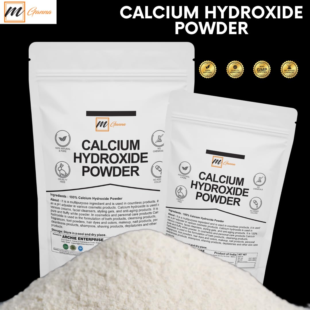 mganna calcium hydroxide powder with scoop—easy, repeatable measurement.