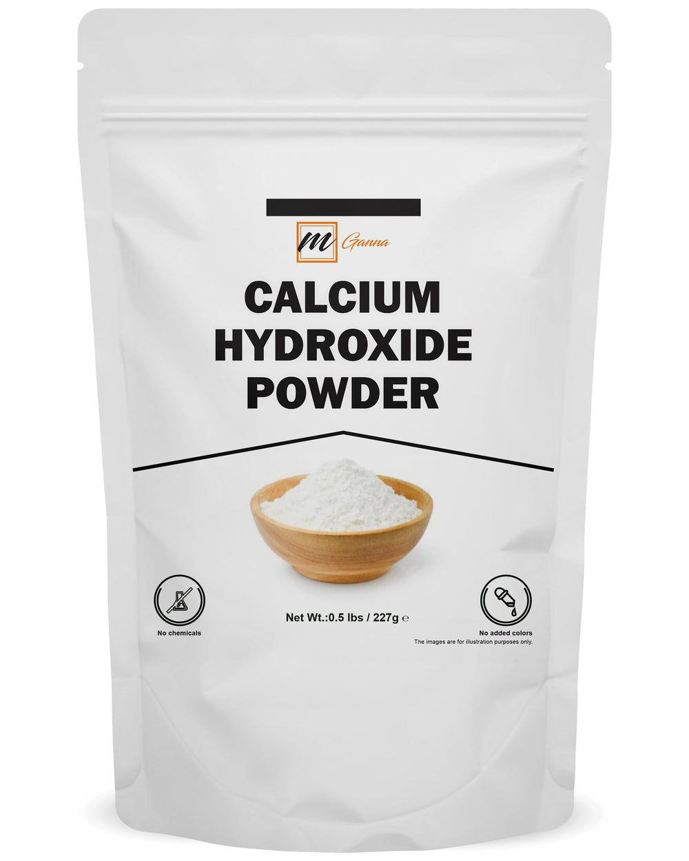 mganna calcium hydroxide powder packaging—premium base for cosmetic formulations.